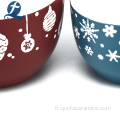 Ensemble personnalisé de bols en céramique de vaisselle en grès coloré imprimé par la Chine
